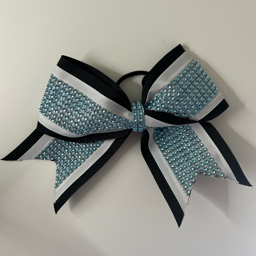 Blue and Back Competition Cheer Bow